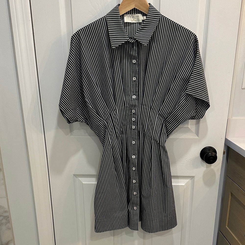 Striped Black and White Midi Dress